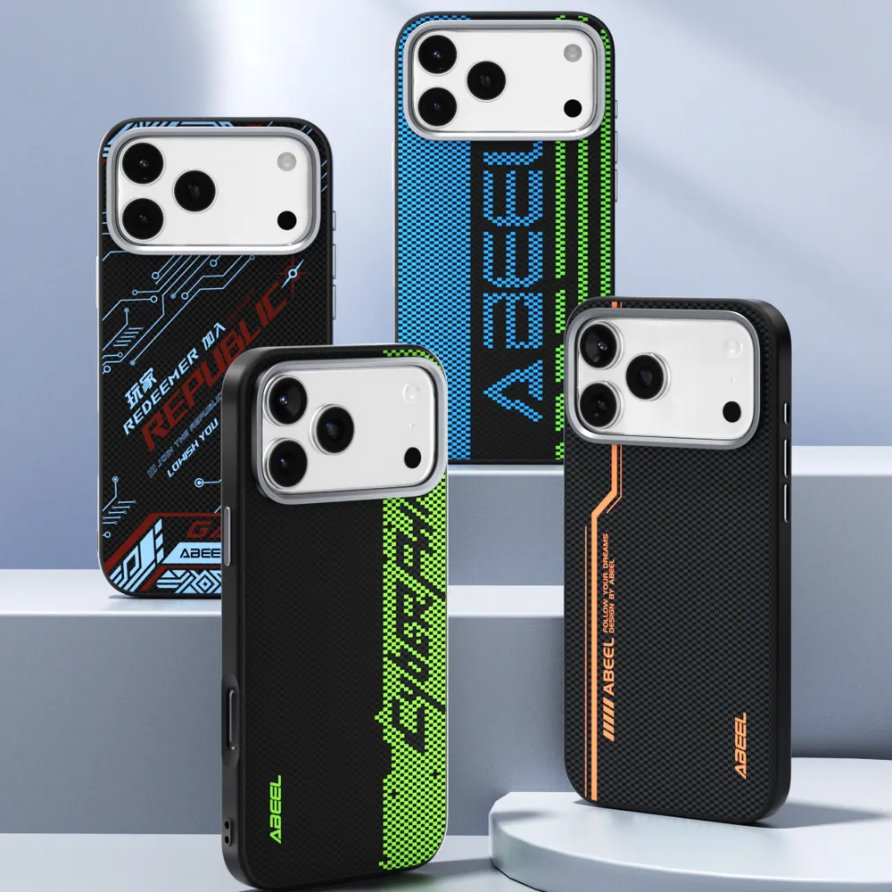 ABEEL For iPhone 17 Pro Max Case Compatible with MagSafe Printed PC TPU Aluminum Alloy Leather Phone Cover