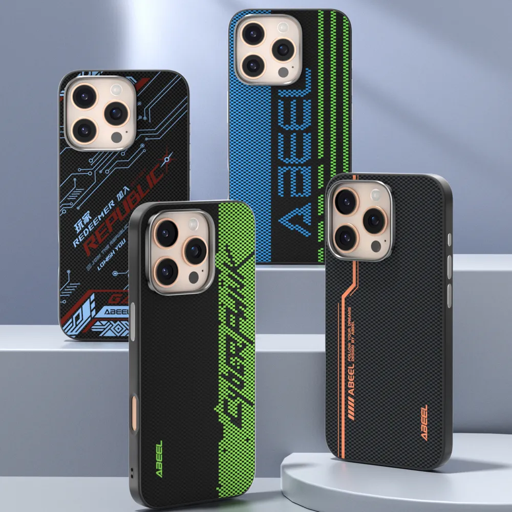 ABEEL For iPhone 16 Pro Max Case Compatible with MagSafe Printed PC TPU Aluminum Alloy Leather Phone Cover