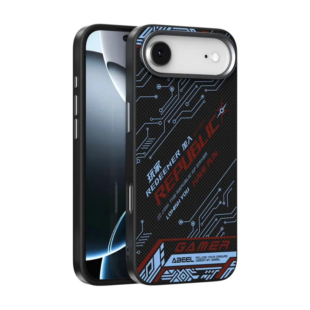 ABEEL For iPhone 17 Air Case Compatible with MagSafe Printed PC TPU Aluminum Alloy Leather Phone Cover