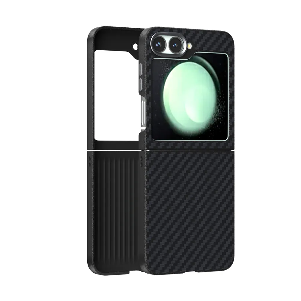 ABEEL For Samsung Galaxy Z Flip 5 Case Compatible with MagSafe Carbon Fiber Texture Back Cover 