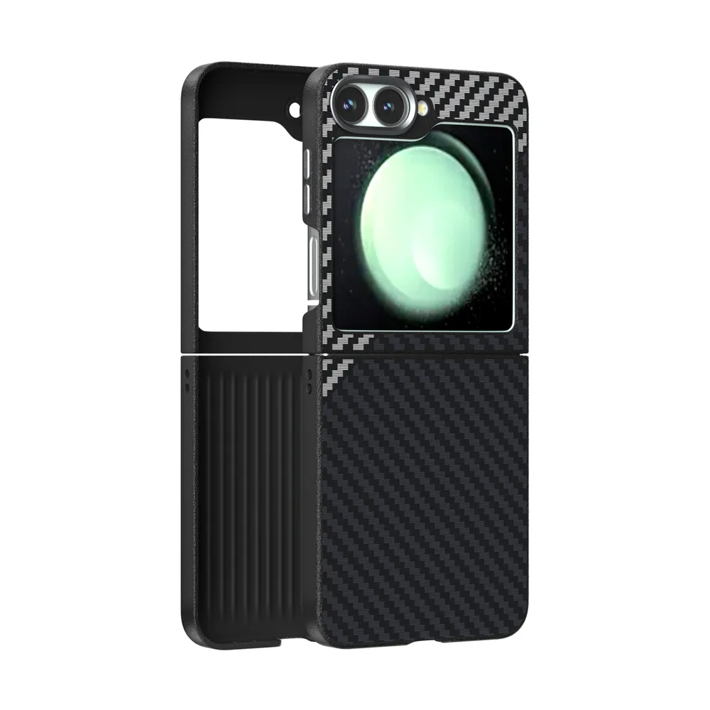 ABEEL For Samsung Galaxy Z Flip 6 Case Compatible with MagSafe Carbon Fiber Texture Back Cover 