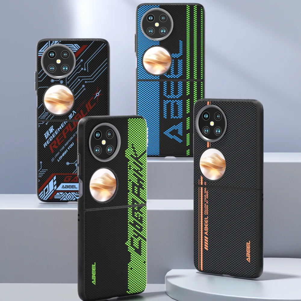 ABEEL For Huawei Pocket 2 Case Compatible with MagSafe Printed PC TPU Aluminum Alloy Leather Phone Cover