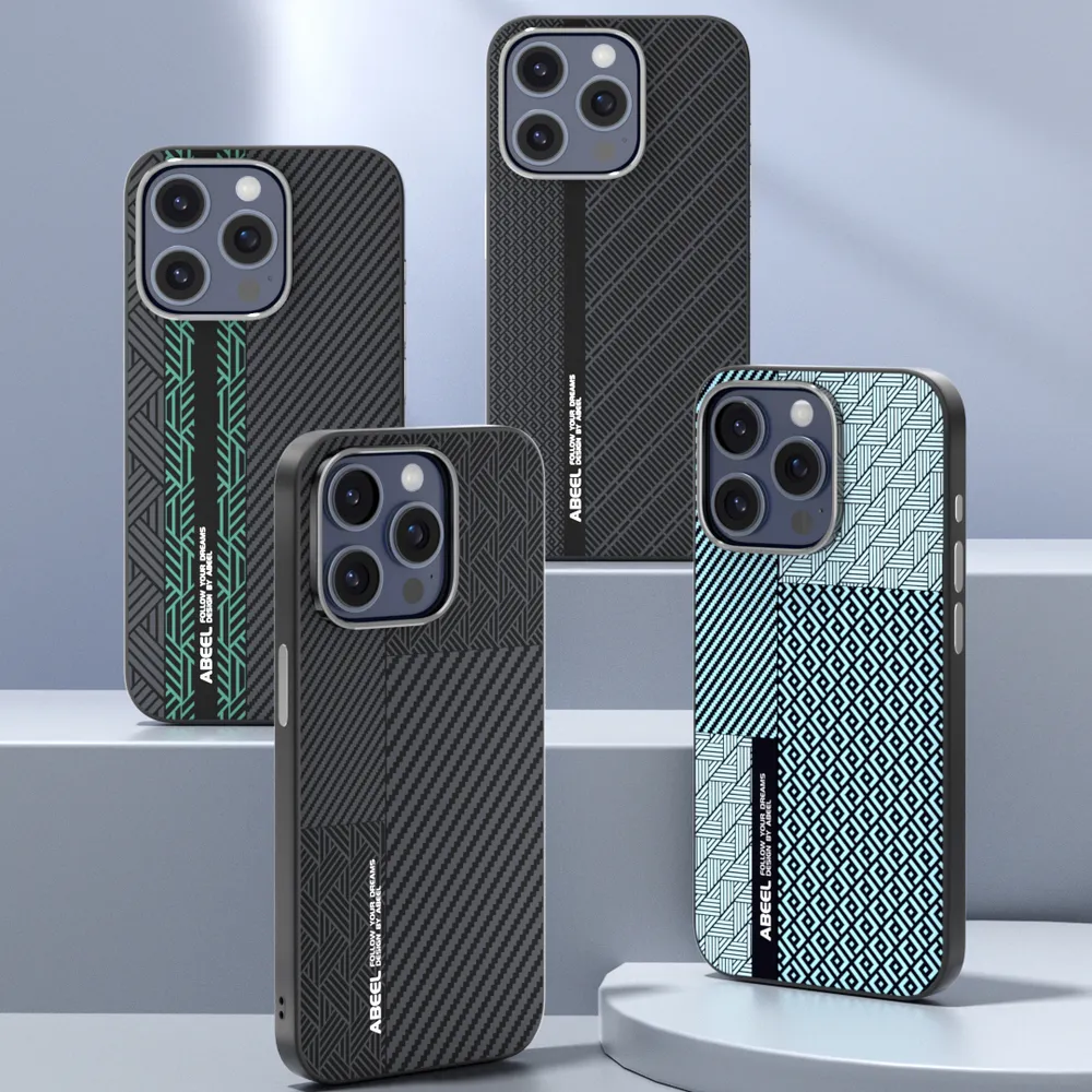 ABEEL Leading Series For iPhone 14 Pro Case Compatible with MagSafe Printed PC TPU Aluminum Alloy Leather Phone Cover