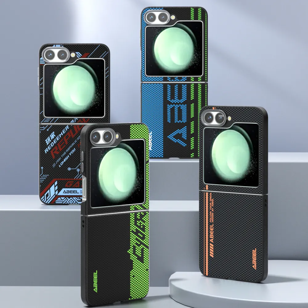 ABEEL For Samsung Galaxy Z Flip 5 Case Compatible with MagSafe Printed PC TPU Aluminum Alloy Leather Phone Cover