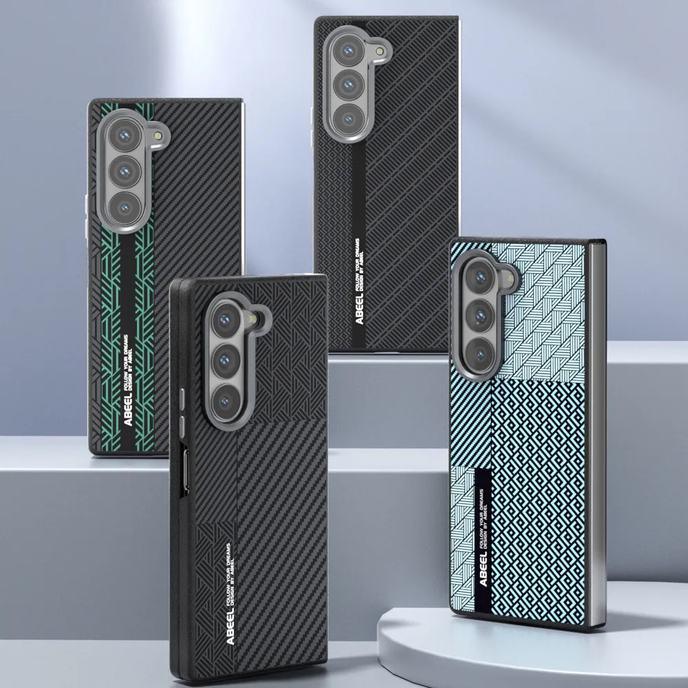 ABEEL Leading Series For Samsung Galaxy Z Fold 6 Case Compatible with MagSafe Printed PC TPU Aluminum Alloy Leather Phone Cover