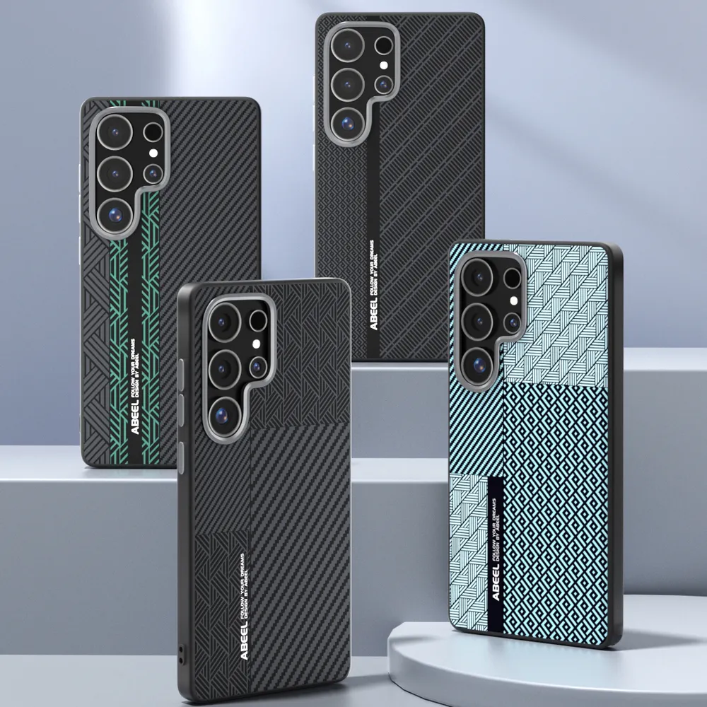 ABEEL Leading Series For Samsung Galaxy S25 Ultra Case Compatible with MagSafe Printed PC TPU Aluminum Alloy Leather Phone Cover