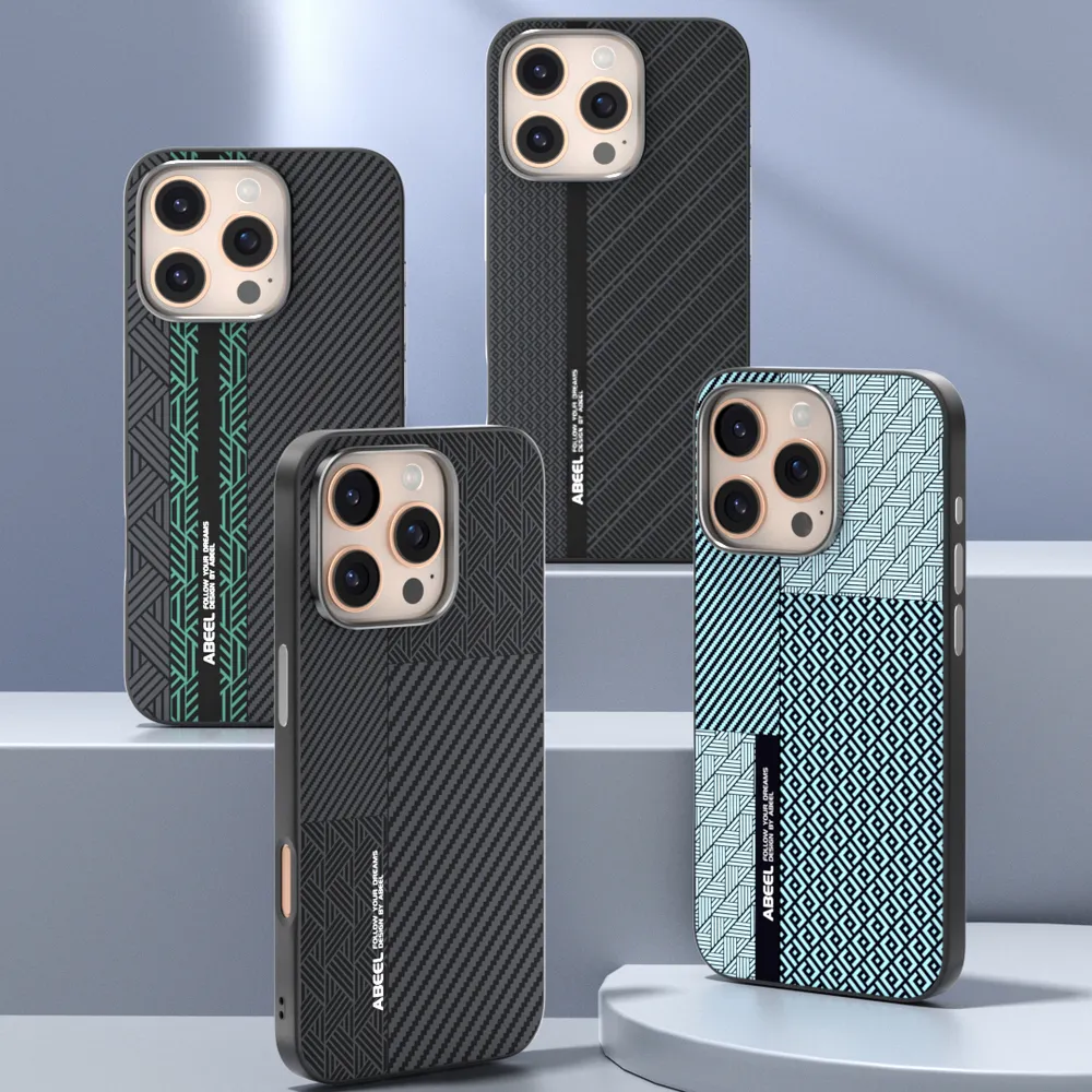 ABEEL Leading Series For iPhone 16 Pro Max Case Compatible with MagSafe Printed PC TPU Aluminum Alloy Leather Phone Cover