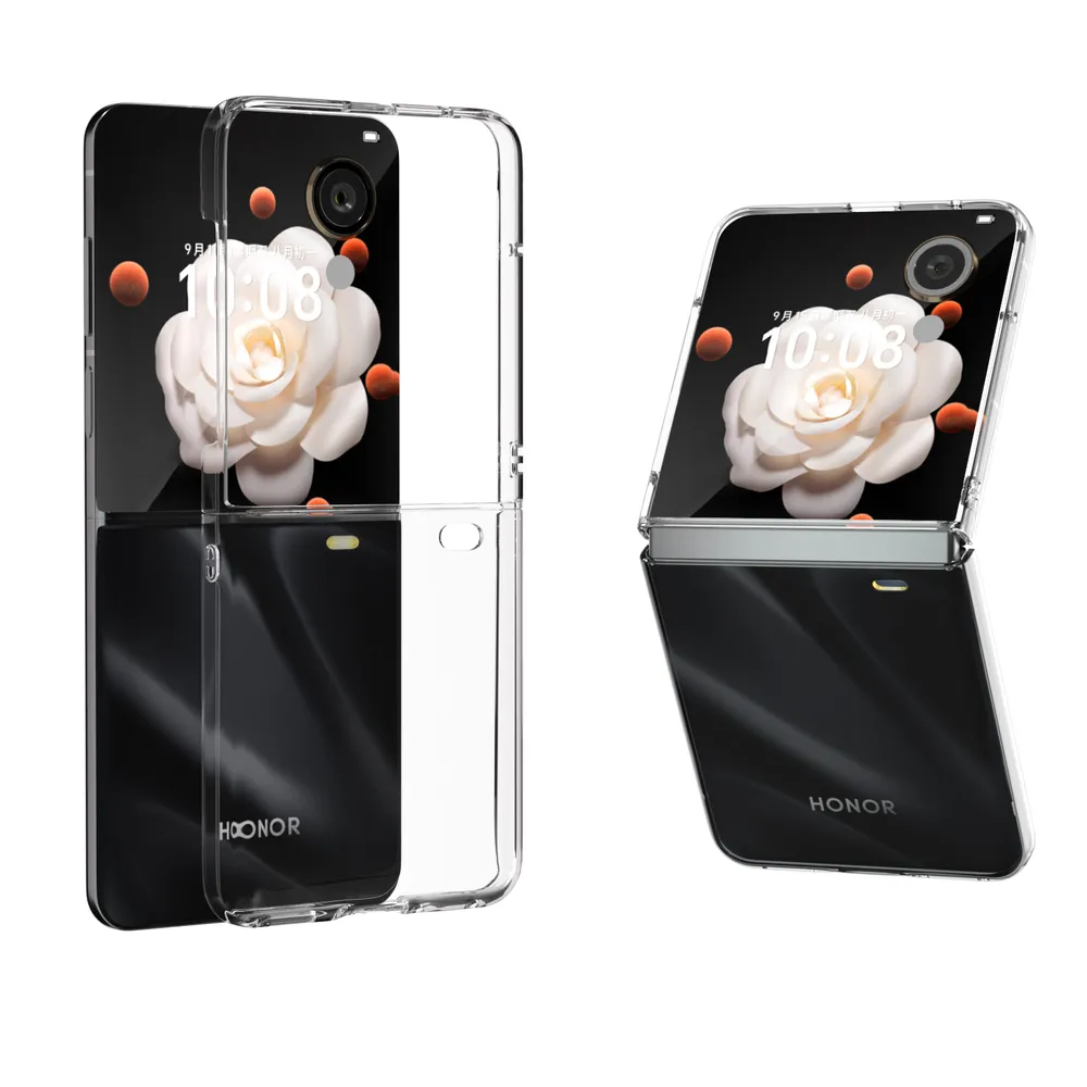 For Honor Magic V Flip Fold Clear Case Anti-Drop Hard PC Phone Cover