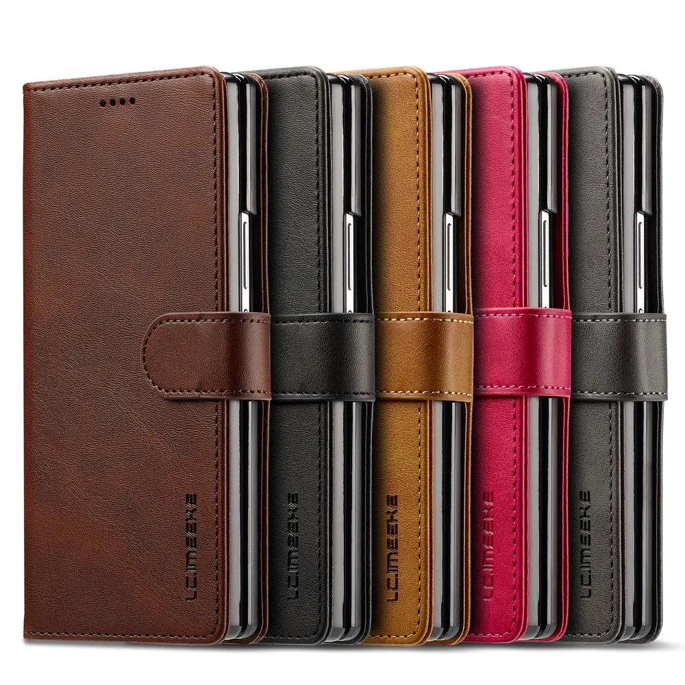 LC.IMEEKE For Samsung Galaxy Z Fold 7 Magnetic Button Calf pattern PU Leather + TPU Wallet Phone Case
