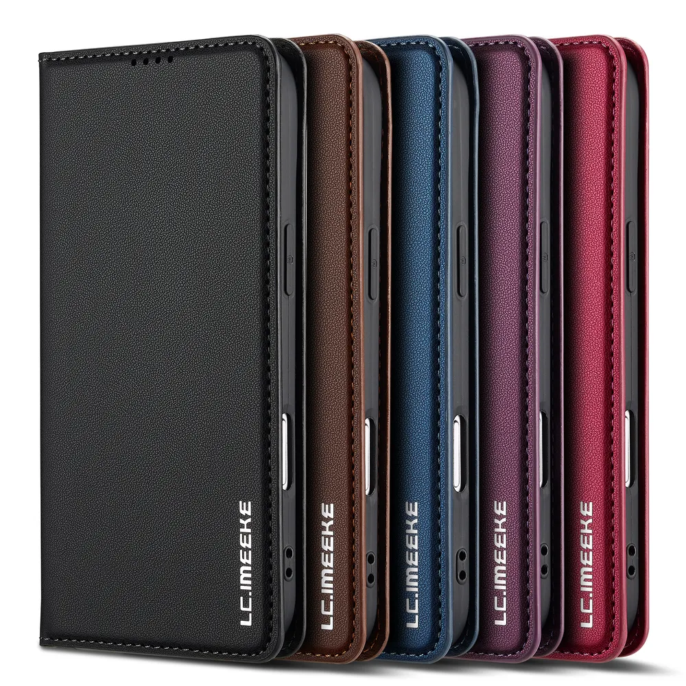 LC.IMEEKE L1 Series for iPhone 17 Air Case PU Leather Wallet Stand Protective Phone Cover 