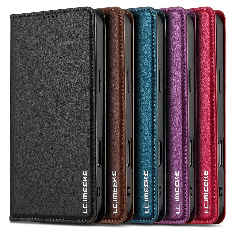 LC.IMEEKE L1 Series for iPhone 16 Pro Max Case PU Leather Wallet Stand Protective Phone Cover 