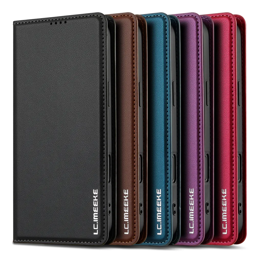 LC.IMEEKE L1 Series for iPhone 16 Plus Case PU Leather Wallet Stand Protective Phone Cover 