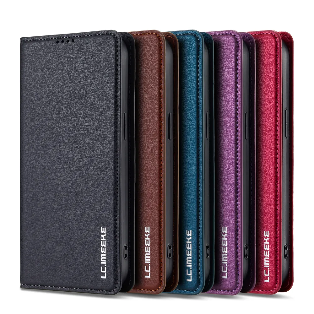 LC.IMEEKE L1 Series for iPhone 13 Pro Case PU Leather Wallet Stand Protective Phone Cover 