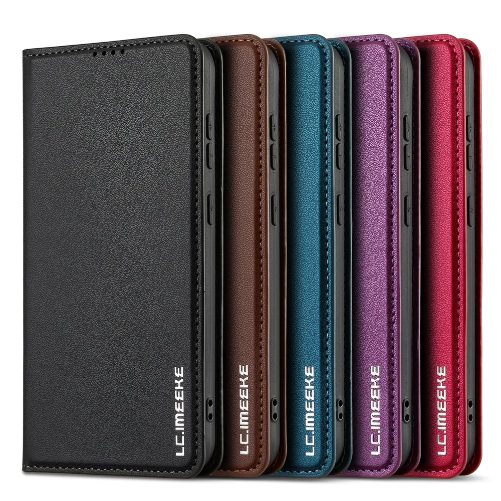 LC.IMEEKE L1 Series for Samsung Galaxy S25 Plus Case PU Leather Wallet Stand Protective Phone Cover 