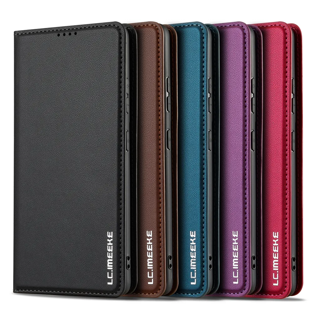 LC.IMEEKE L1 Series for Samsung Galaxy S21 Ultra Case PU Leather Wallet Stand Protective Phone Cover 
