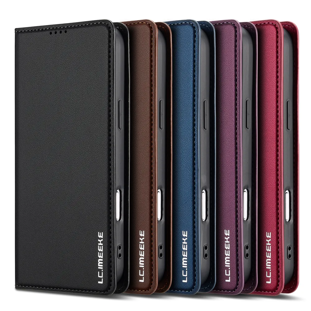 LC.IMEEKE L1 Series for iPhone 17 Pro Max Case PU Leather Wallet Stand Protective Phone Cover 