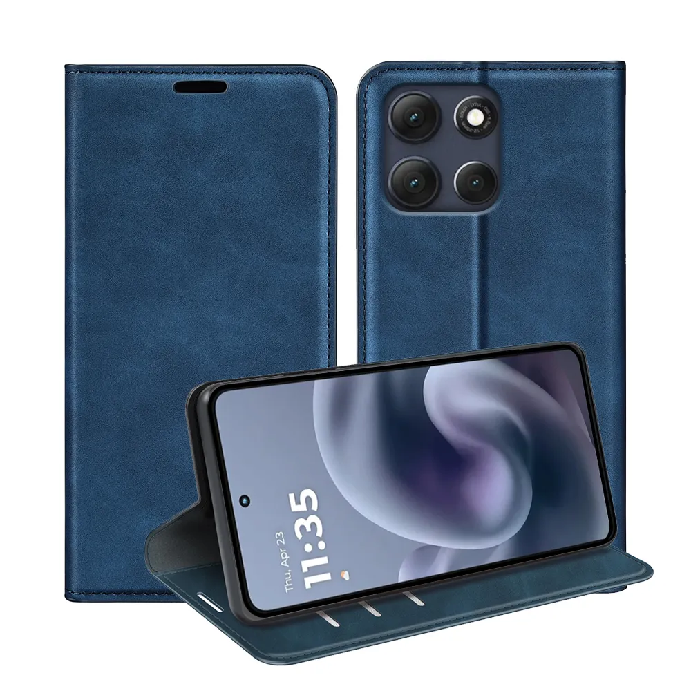 For Motorola Moto G86 Power Skin Feel Magnetic Attraction Flip Leather Wallet Case with Card Slot and Stand