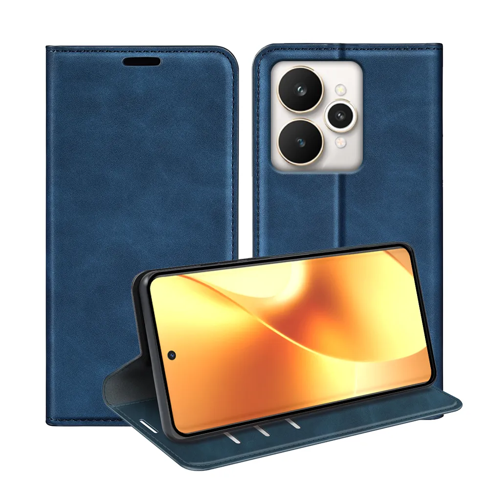 For Realme 15 5G/Realme 15 Pro 5G Skin Feel Magnetic Attraction Flip Leather Wallet Case with Card Slot and Stand