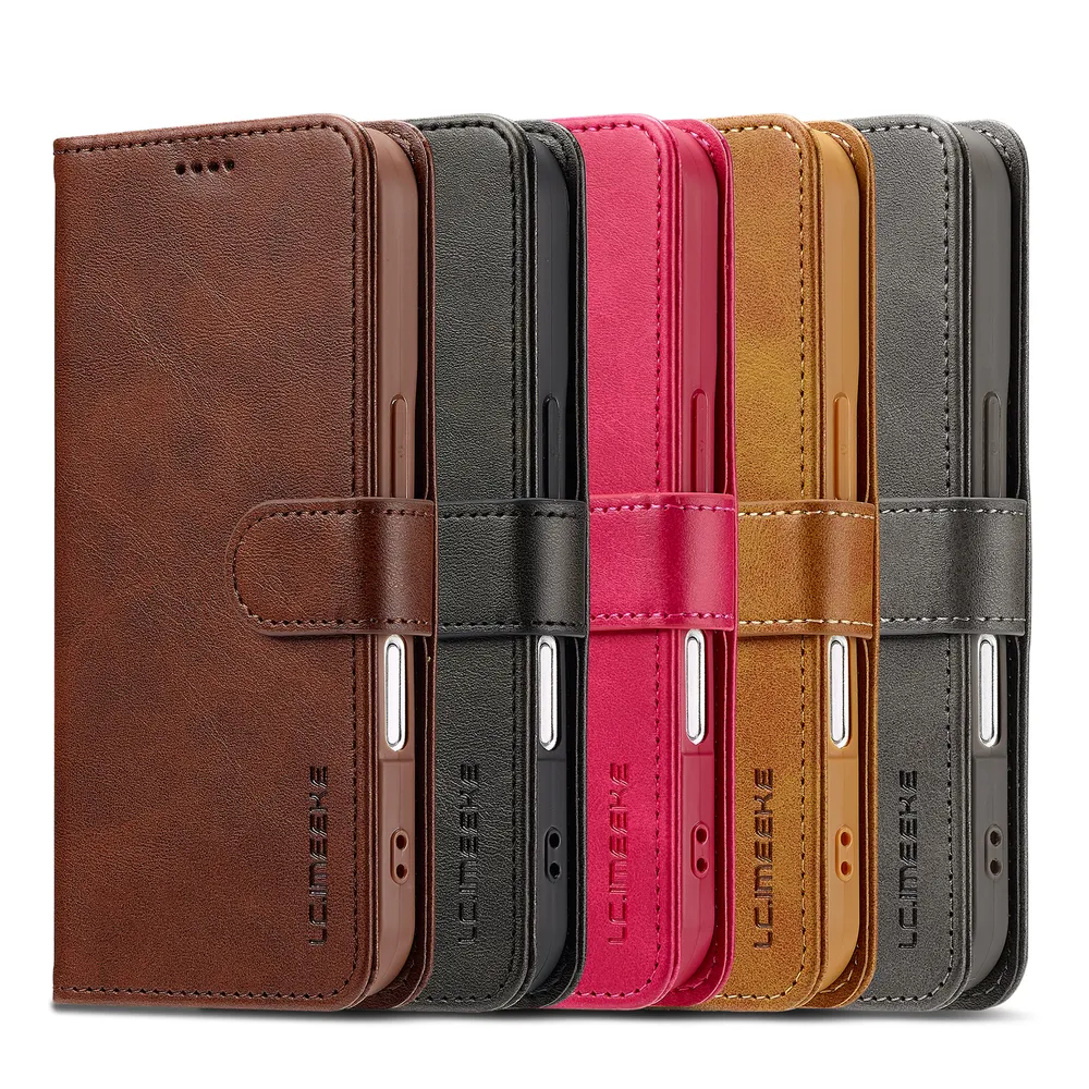 LC.IMEEKE For iPhone 17 Magnetic Button Calf pattern PU Leather + TPU Wallet Phone Case