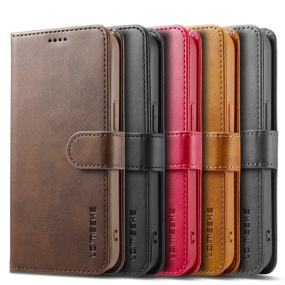 LC.IMEEKE For iPhone 16E Magnetic Button Calf pattern PU Leather + TPU Wallet Phone Case