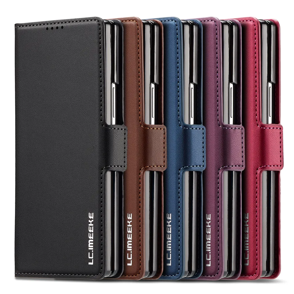 LC.IMEEKE L1 Series for Samsung Galaxy Z Fold 7 Case PU Leather Wallet Stand Protective Phone Cover 