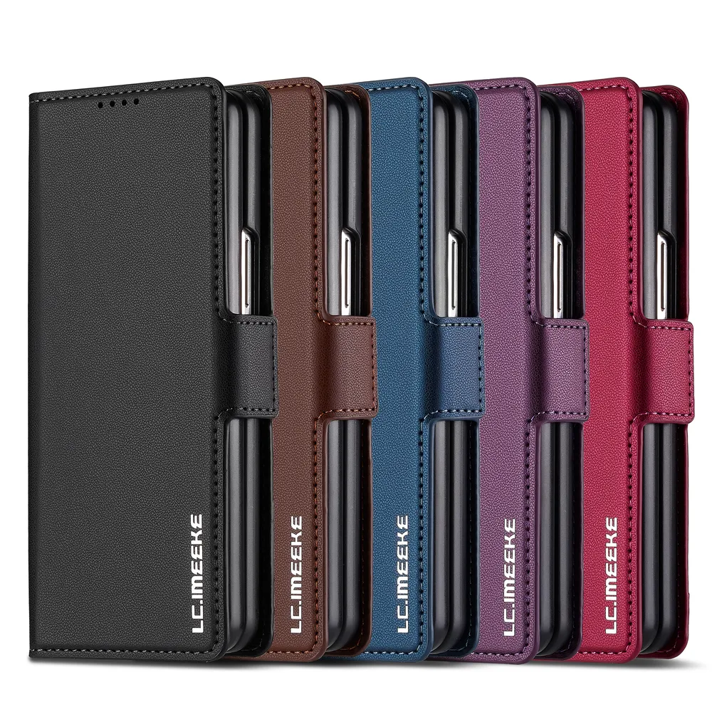 LC.IMEEKE L1 Series for Samsung Galaxy Z Fold 4 Case PU Leather Wallet Stand Protective Phone Cover 
