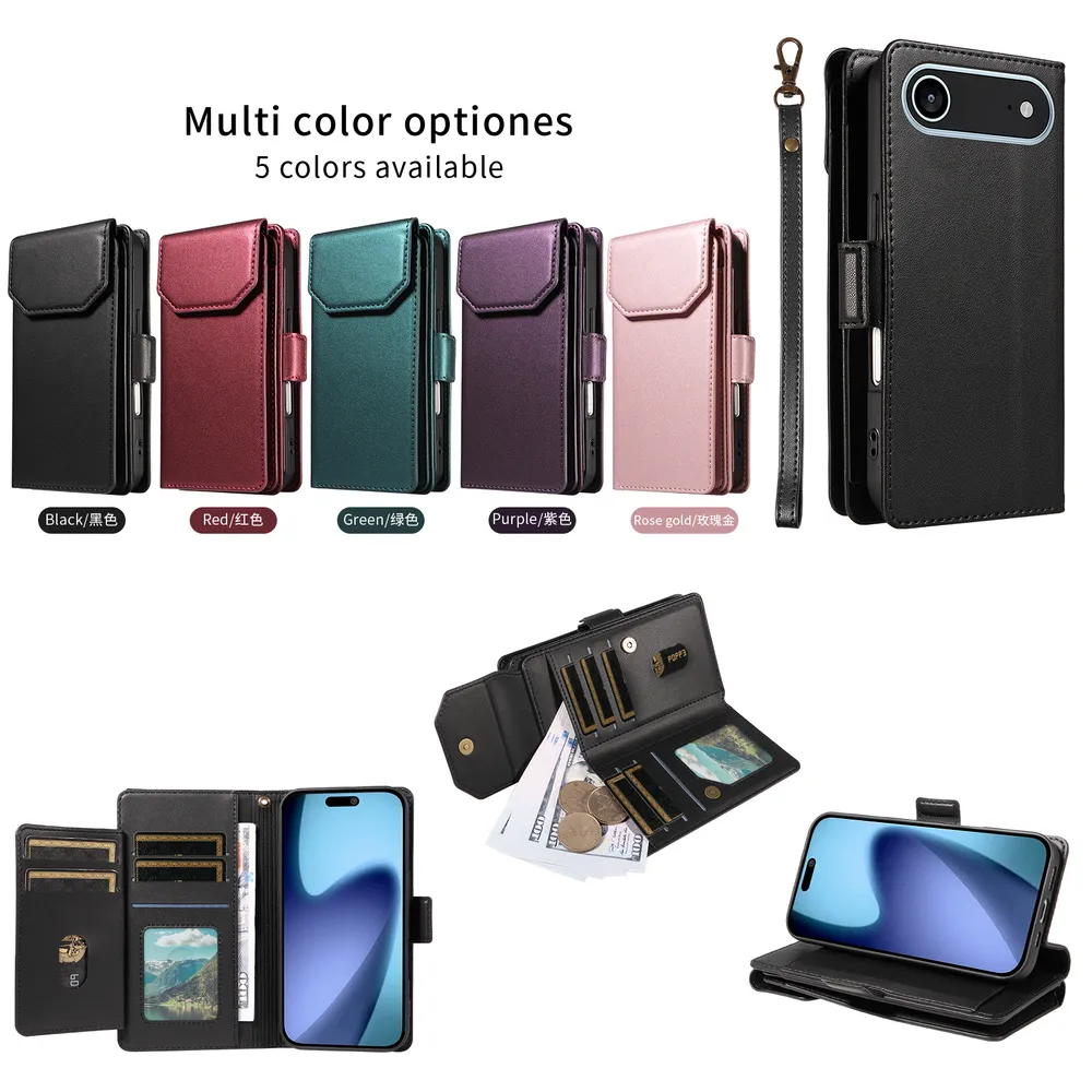 Fashion Multi Card Wallet Wrise Strap Phone Case For iPhone 17 Air