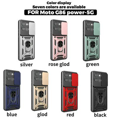 For Motorola G86 Power Ring Holder Kickstand Camera Slide Cover Design PC + TPU Phone Back Cover Case