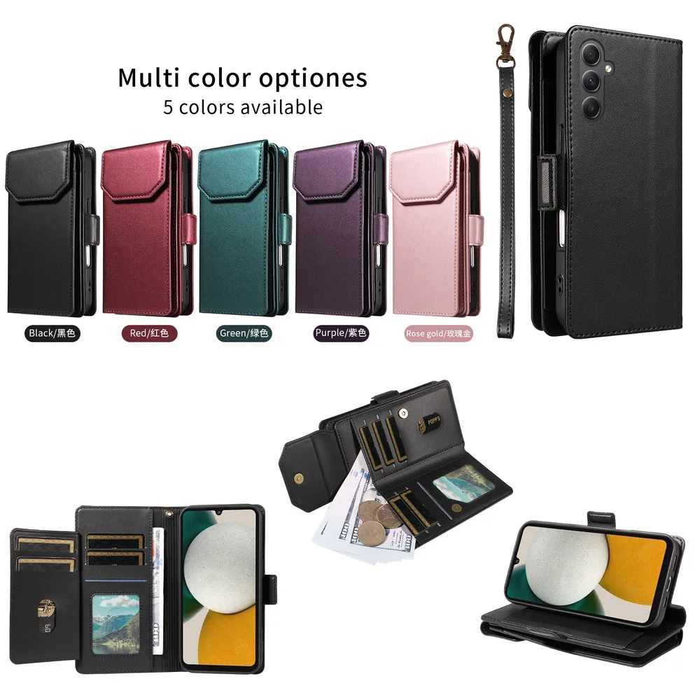 Fashion Multi Card Wallet Wrise Strap Phone Case For Samsung Galaxy A34 5G
