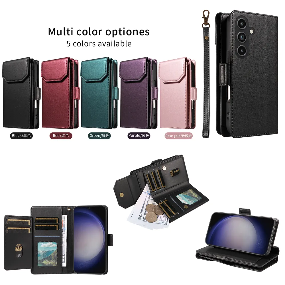 Fashion Multi Card Wallet Wrise Strap Phone Case For Samsung Galaxy S23 FE