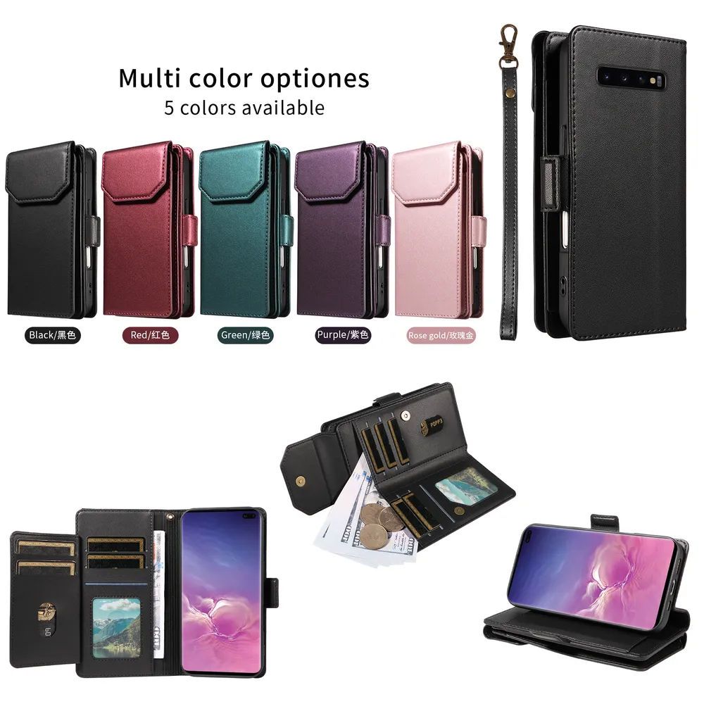 Fashion Multi Card Wallet Wrise Strap Phone Case For Samsung Galaxy S10