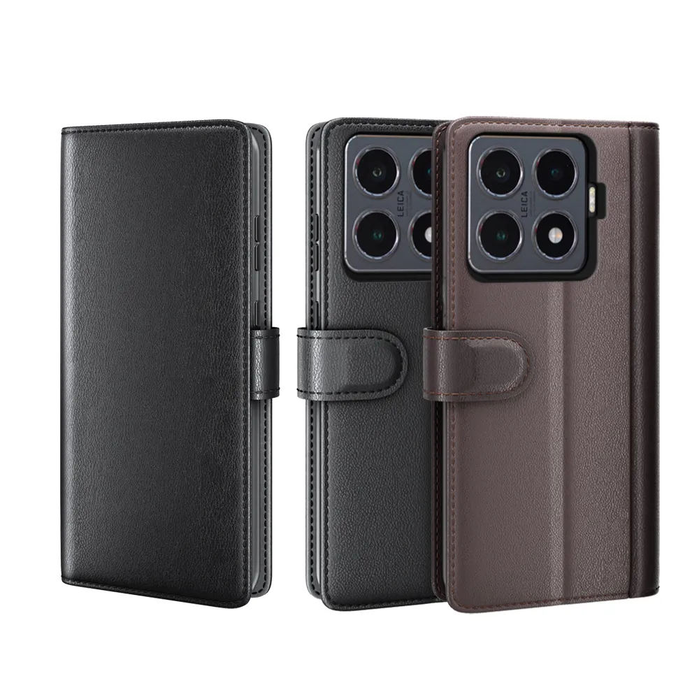 for Xiaomi 15T Pro Side Flip Wallet Style Genuine Leather + Soft TPU Card Slots with Stand and Magnetic Buckle Case 