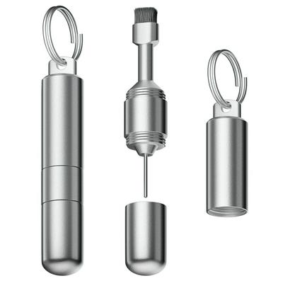 Universal Outdoor Portable 2 in 1 SIM Card Removal Pin Needle Support Phone Hole Dust Cleaning Brush with Keychain