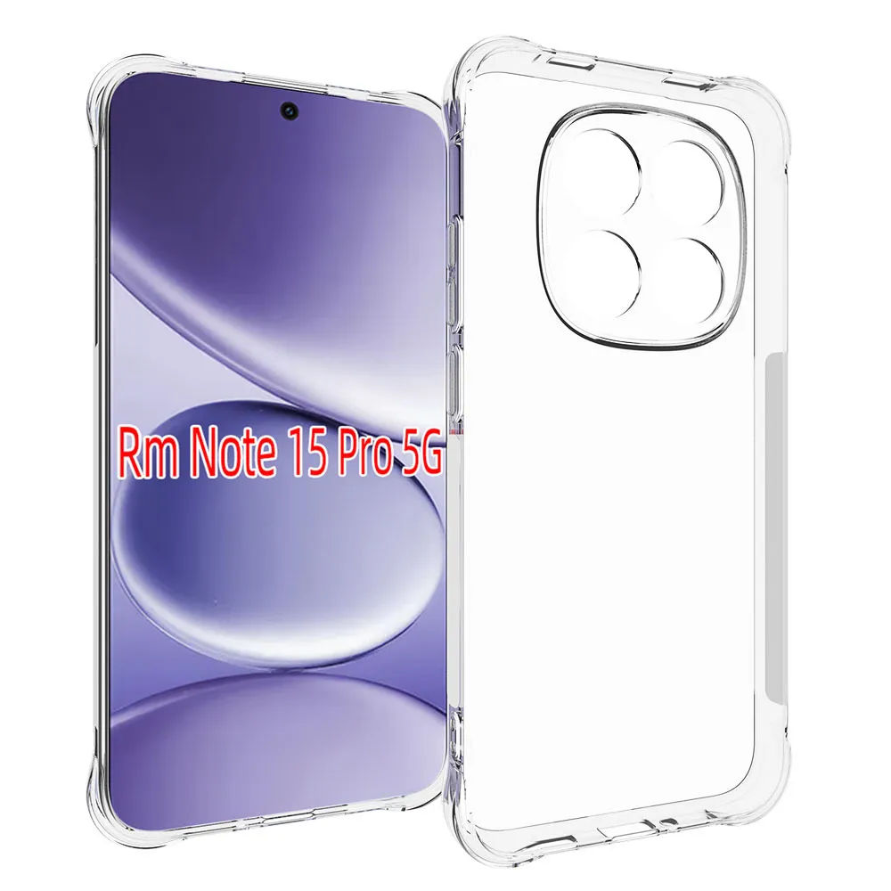 Xiaomi Redmi Note 15 Pro  5G Anti-Fingerprint Non-Slip Waterproof Four Corners Shockproof Transparent Soft TPU Back Cover Protective Case