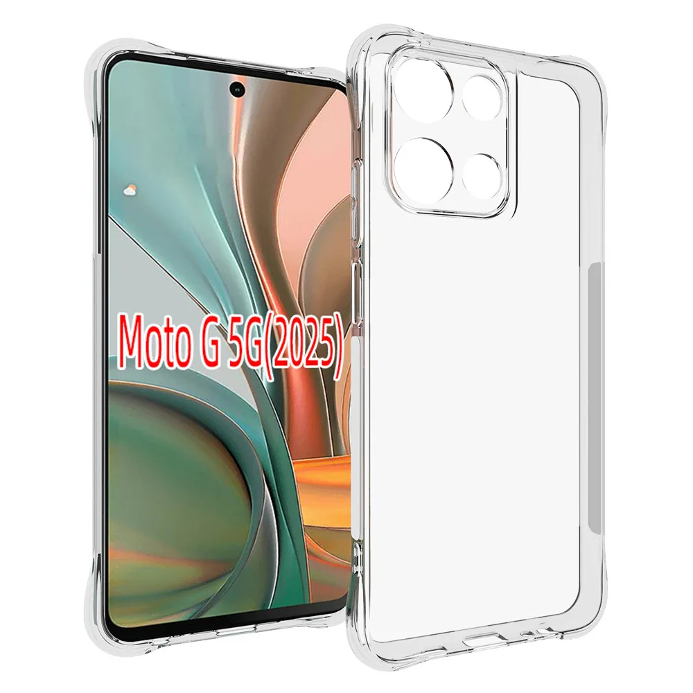 Motorola Moto G 5G 2025 Anti-Fingerprint Non-Slip Waterproof Four Corners Shockproof Transparent Soft TPU Back Cover Protective Case