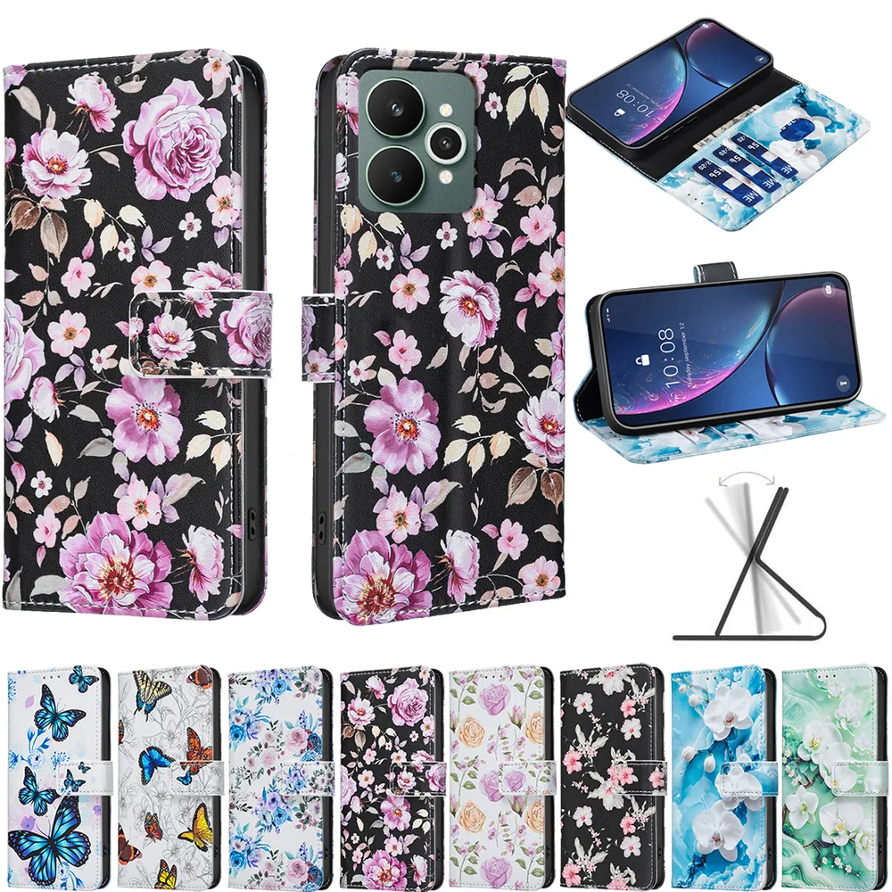 For Realme 15 / 15 Pro Color Painted Side Flip Scratch Resistant PU Leather Wallet Phone Case