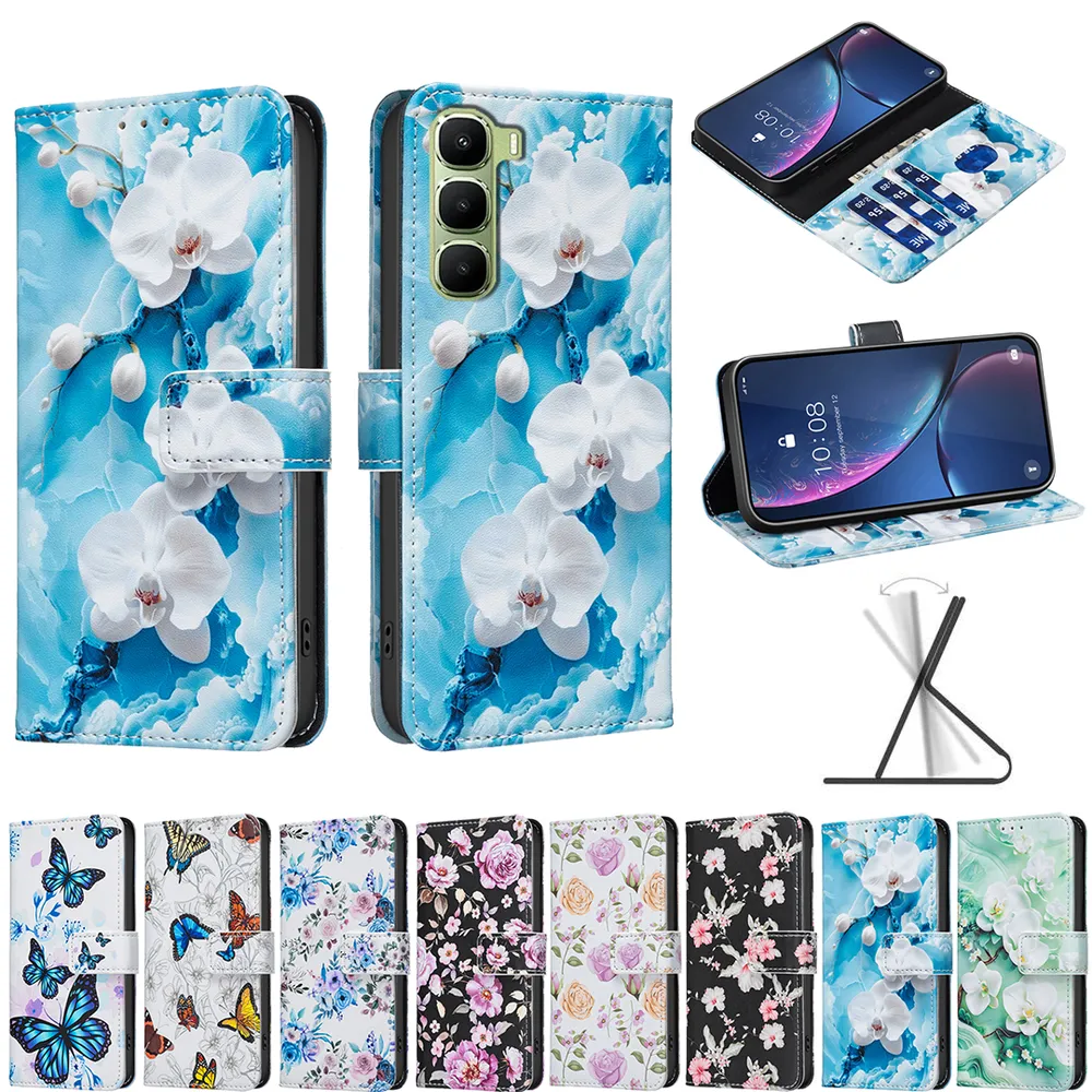 For Infinix Hot 60 Pro Plus 4G Color Painted Side Flip Scratch Resistant PU Leather Wallet Phone Case