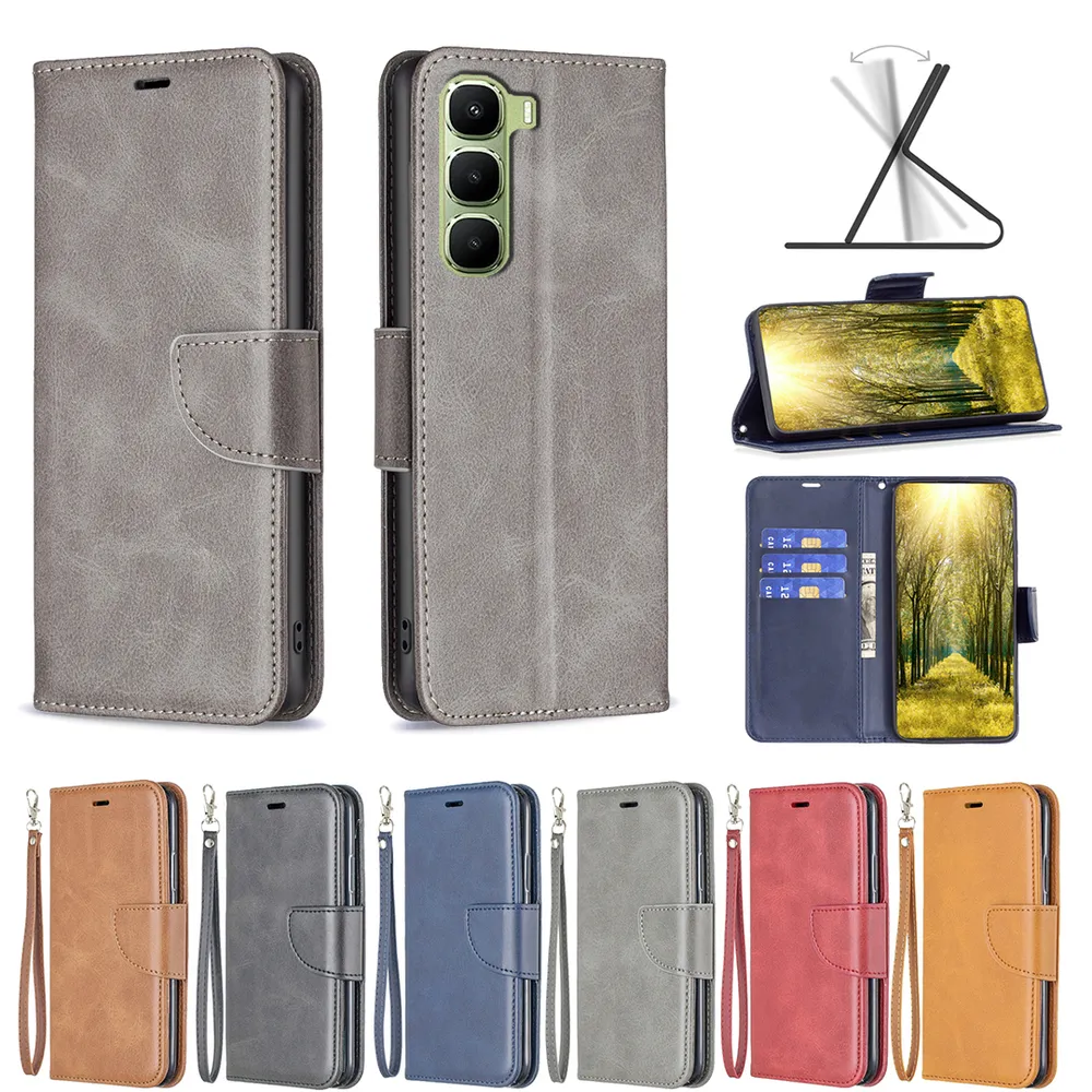 For Infinix Hot 60 Pro Plus 4G Solid Color Sheep Pattern Scratch Resistant Wallet Leather Case