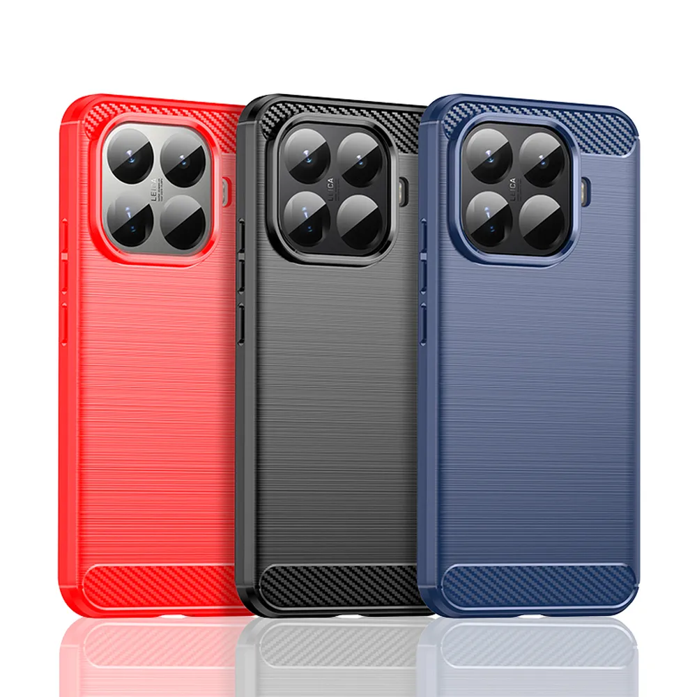 For Xiaomi 15T Pro Carbon Fiber Drawing Series Scratch Resistant Shock Absorption Soft TPU Back Cover Case