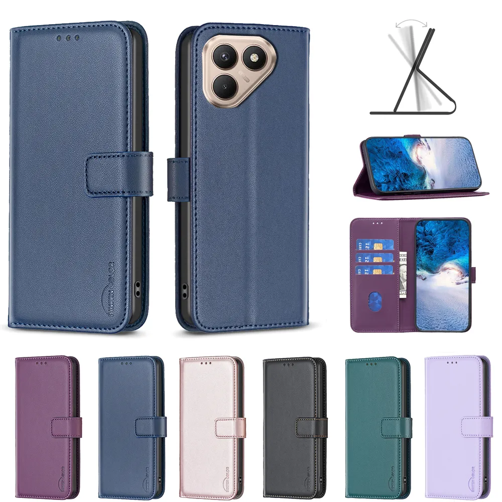 BINFEN COLOR BF17 For Tecno Pova 7 Pro PU Leather Wallet Case Magnetic Folio Flip Stand Phone Cover