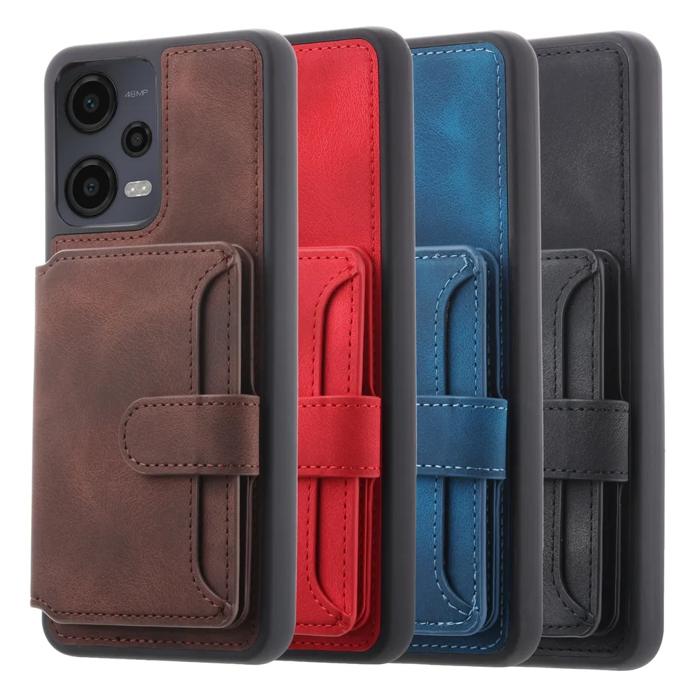 For Xiaomi Poco X5 RFID Blocking Phone Case Leather Coated TPU Cover with Kickstand Wallet