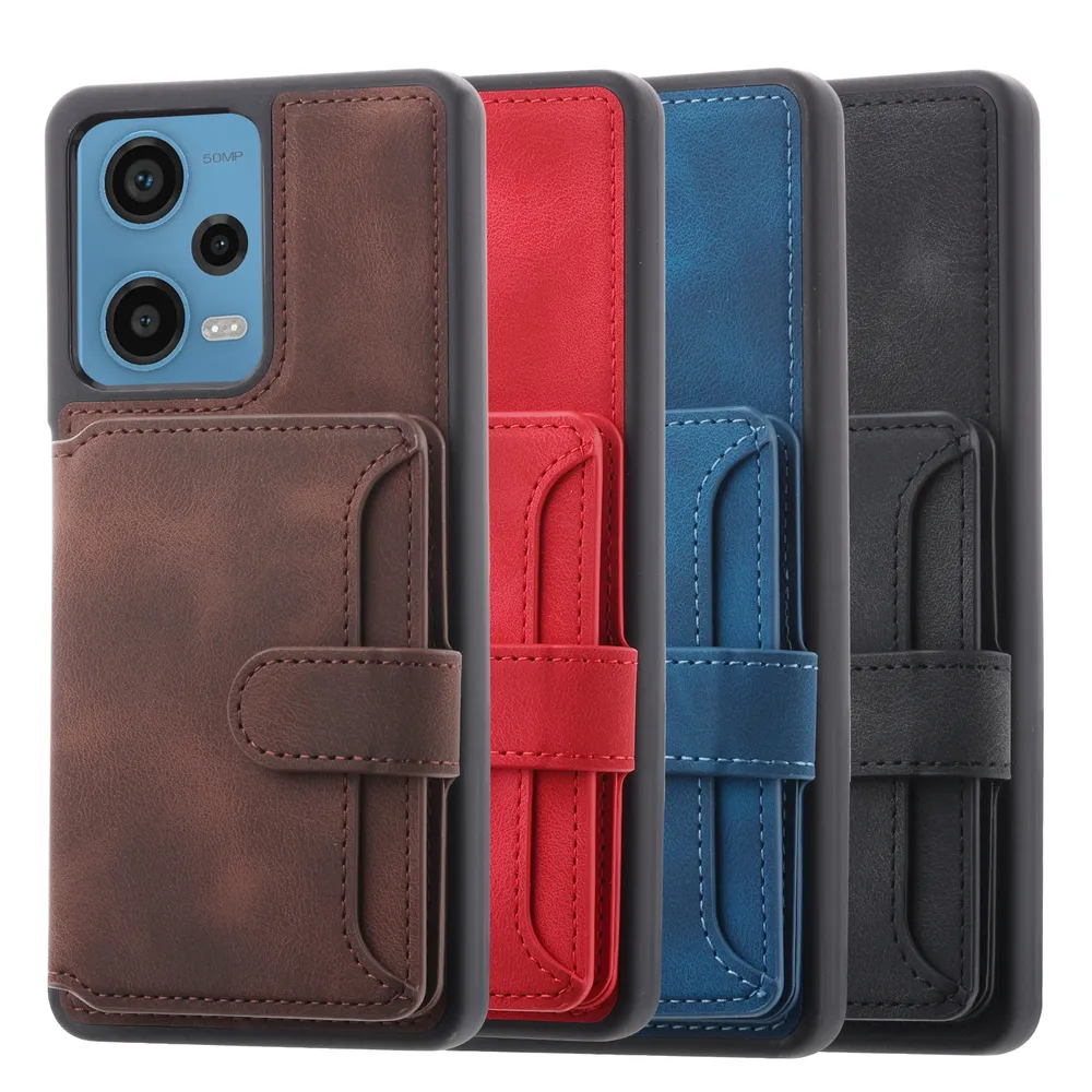 For Xiaomi Redmi Note 12 Pro 5G RFID Blocking Phone Case Leather Coated TPU Cover with Kickstand Wallet