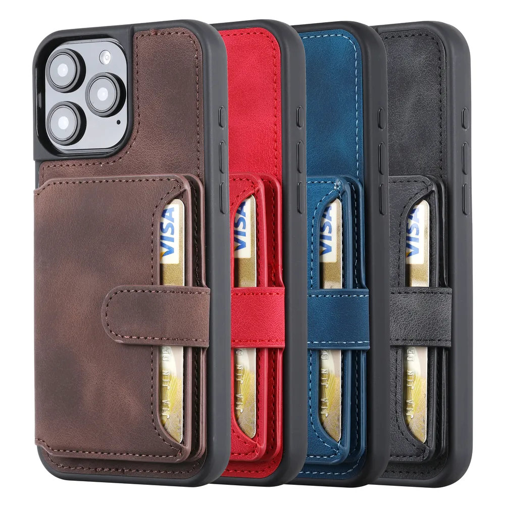 For iPhone 16 Pro Max RFID Blocking Phone Case Leather Coated TPU Cover with Kickstand Wallet