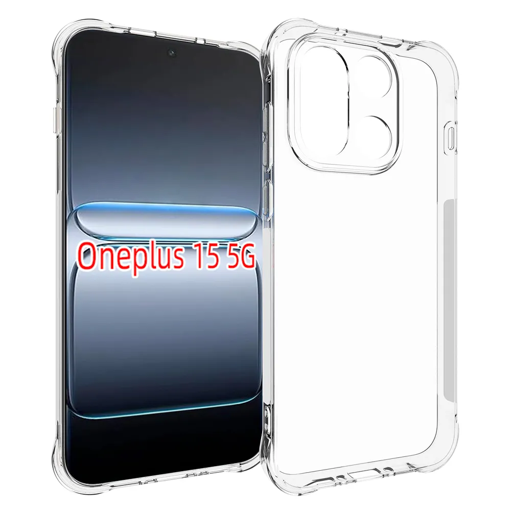 Oneplus 15 5G Anti-Fingerprint Non-Slip Waterproof Four Corners Shockproof Transparent Soft TPU Back Cover Protective Case