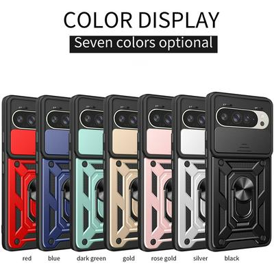 Sergeant Shockproof Drop-proof PC+TPU Phone Protective Case with Metal Ring Kickstand and Metal Patch for Google Pixel 10 / 10 Pro