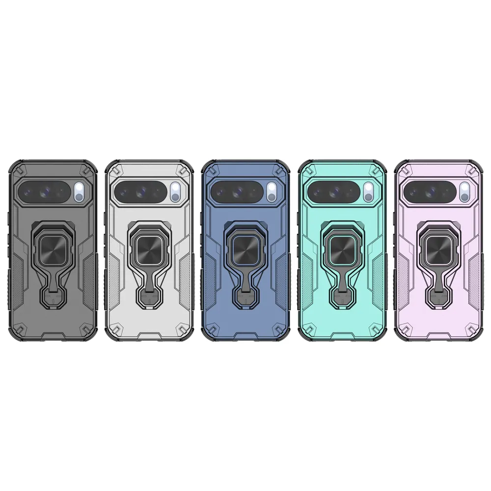 For Google Pixel 10 Pro 5G Case Rotatable Ring Kickstand PC + TPU Shockproof Phone Cover