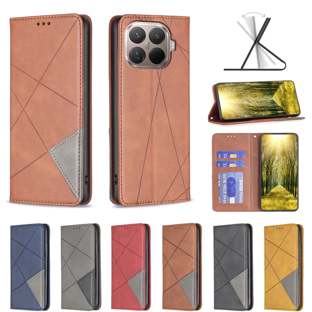For Xiaomi 15T Pro Stitching Rhombus Pattern Folio Flip PU Leather Wallet Phone Case