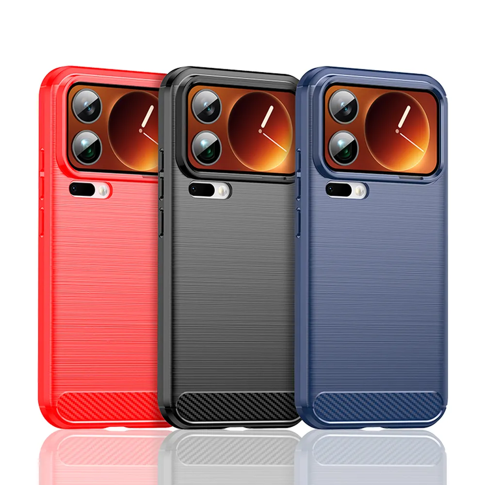 For Xiaomi 17 Pro Max Carbon Fiber Drawing Series Scratch Resistant Shock Absorption Soft TPU Back Cover Case