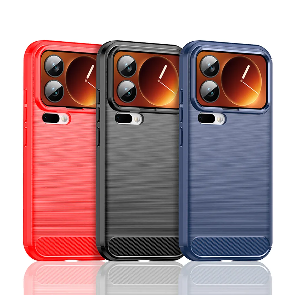 For Xiaomi 17 Pro Carbon Fiber Drawing Series Scratch Resistant Shock Absorption Soft TPU Back Cover Case