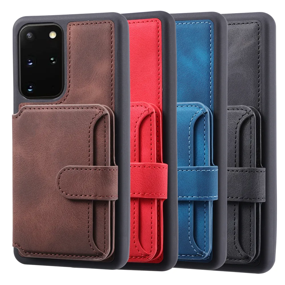 For Samsung Galaxy S20 Plus RFID Blocking Phone Case Leather Coated TPU Cover with Kickstand Wallet
